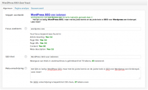 WordPress SEO scherm compleet ingevuld