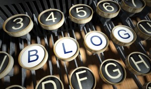 Typewriter with Blog buttons, vintage