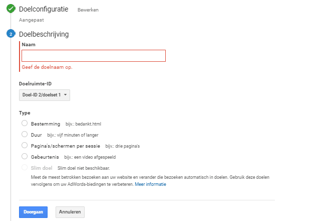 doelen registreren | Google Analytics – Doelen halen voor beginners – Deel 2 – Doelen registreren