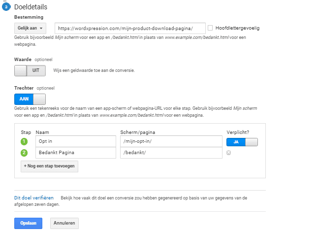 doelen registreren | Google Analytics – Doelen halen voor beginners – Deel 2 – Doelen registreren