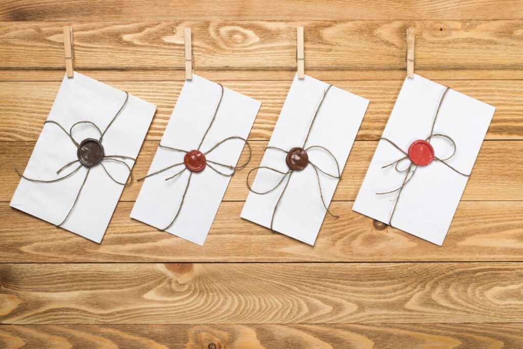 Mail envelope on rope
