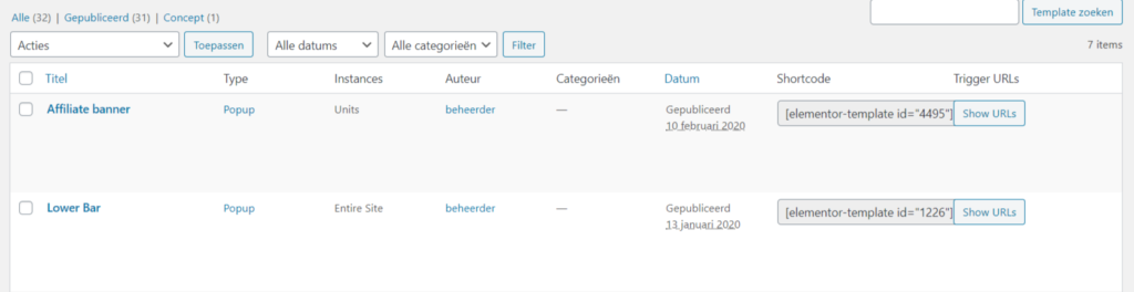| Elementor Pop ups op 'non clickable places'