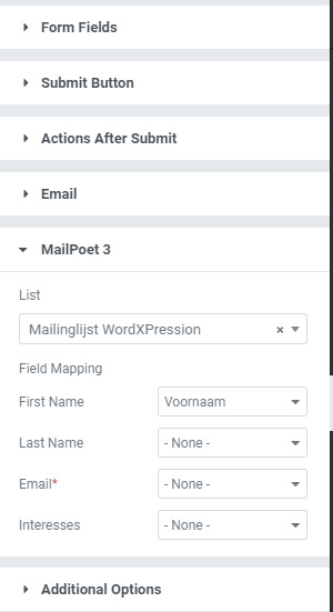 MailPoet met Elementor Pro formulieren gebruiken. Kan dat? 6 Mailpoet met Elementor Pro