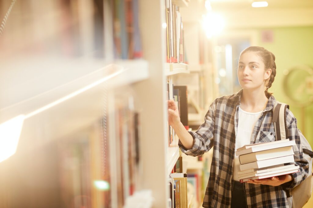Woman in the library