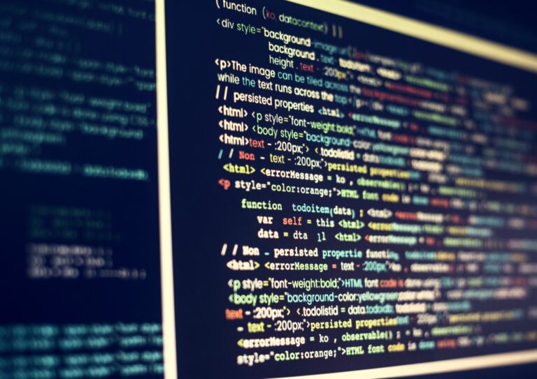 Computer language on a computer screen