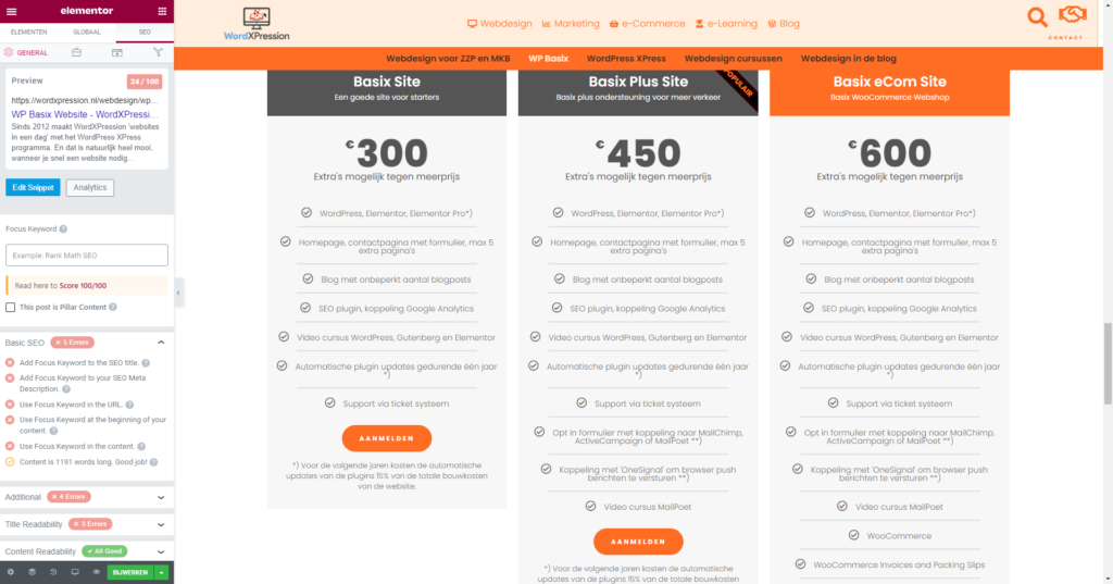 Elementor en SEO