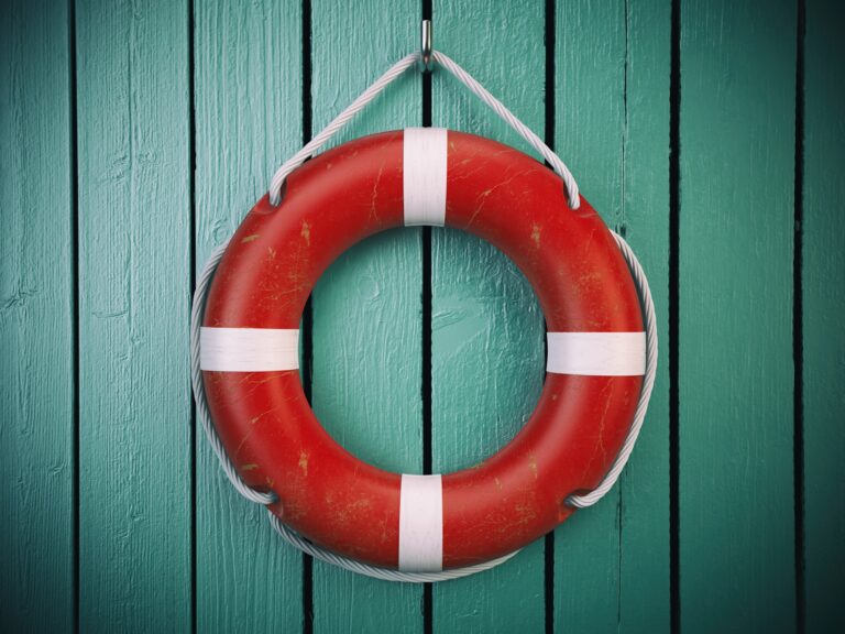 WordXPression Hosting 3 Life belt or rescue ring on wooden wall. Salvation, protection