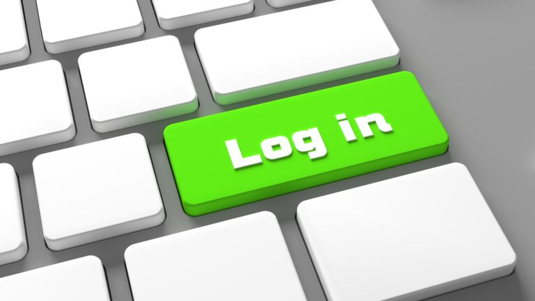 Log in Keyboard button - internet Online sign in concept Register to website