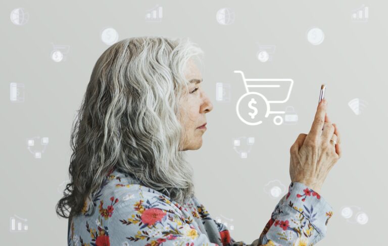 Senior woman online shopping