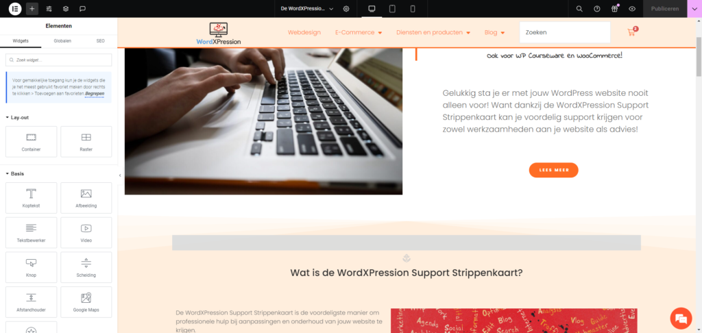 website vervangen door elementor pro