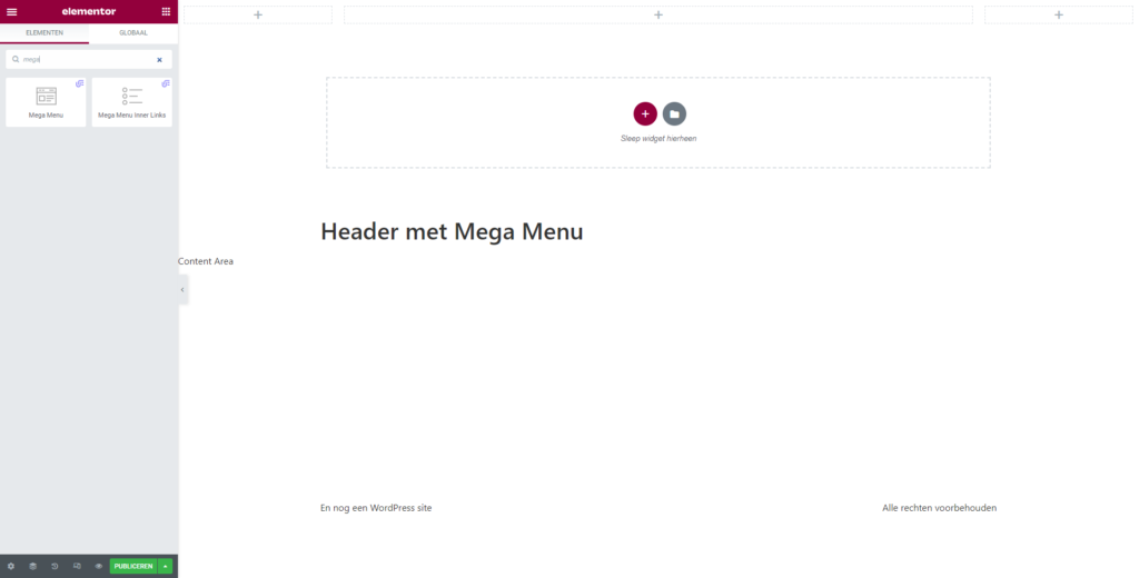 Mooi mega menu met Unlimited Elements