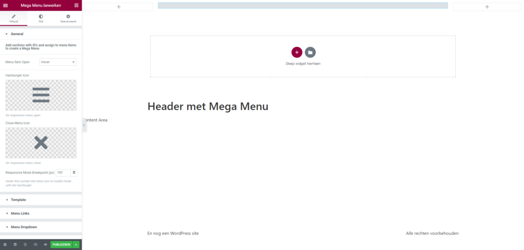 Mooi mega menu met Unlimited Elements