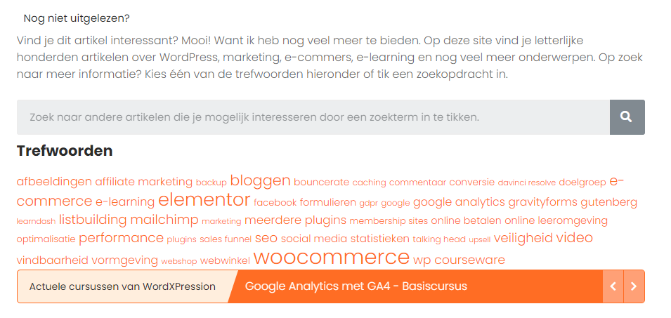 Relevant zoeken in WordPress 2 Relevant zoeken
