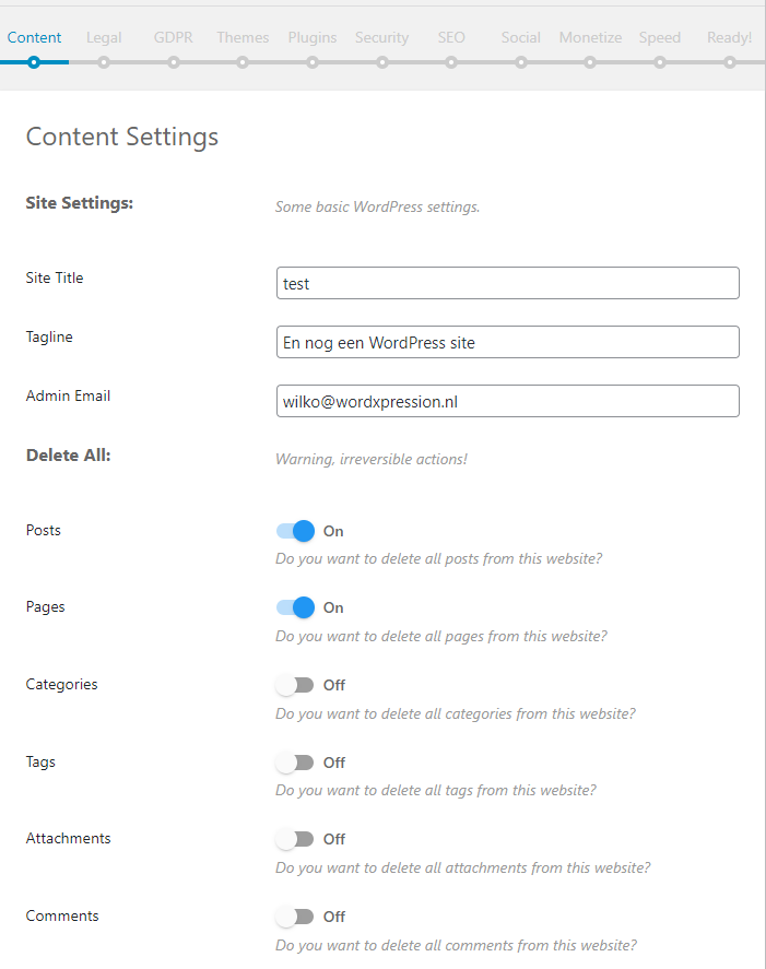 WP Setup Wizard - Een complete website in enkele minuten 2 WP Setup Wizard