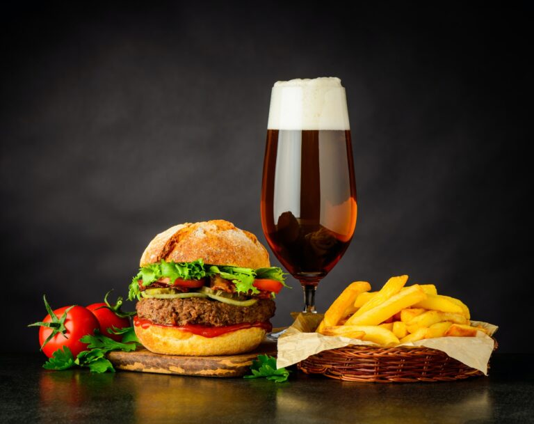 Burger Sandwich with Beer