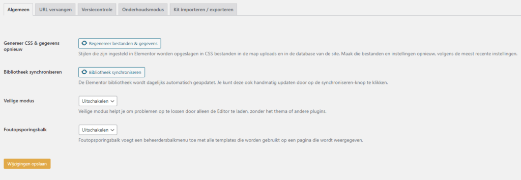 Elementor update niet goed
