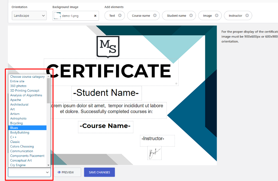 MasterStudy CMS certificate