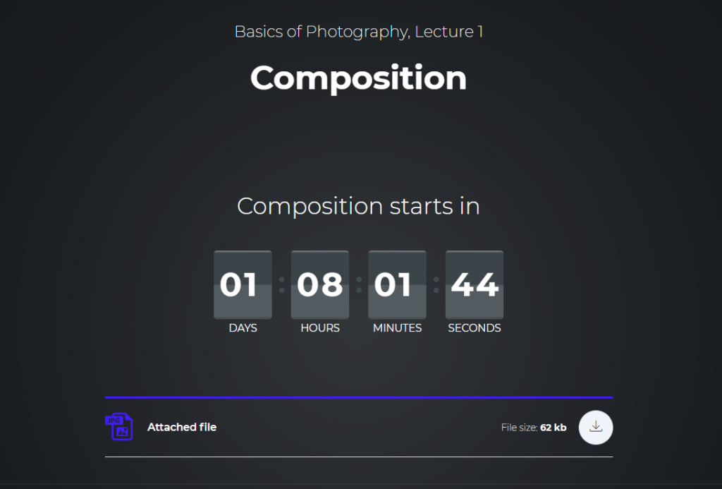 MasterStudy LMS dripping content count down