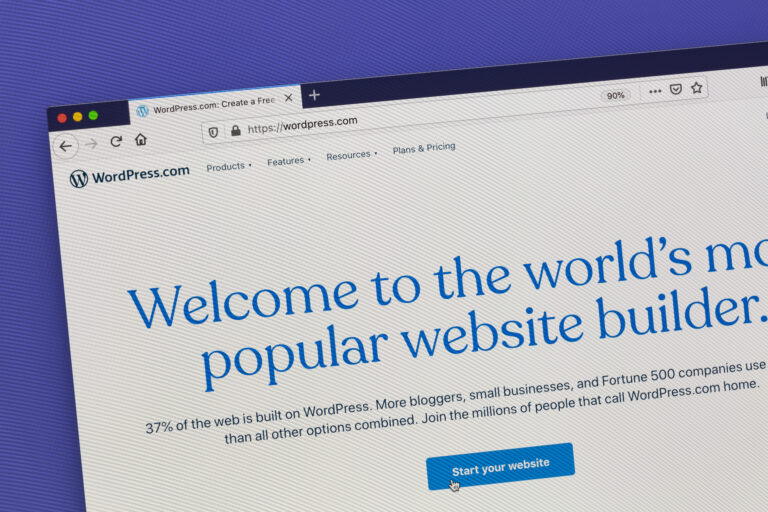 Ostersund, Sweden - July 27, 2020: Wordpress website on a computer screen. WordPress is a free and open source blogging tool