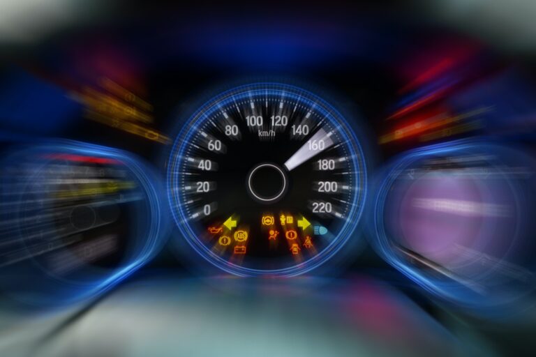 Motion blur of modern car instrument panel dashboard