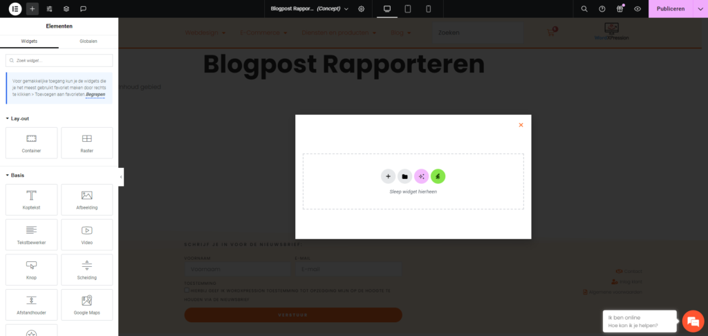 Blogposts rapporteren