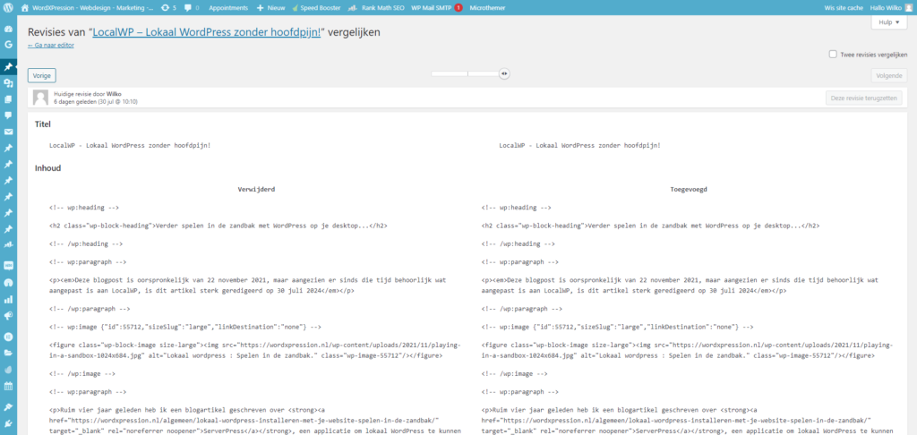 Versiebeheer in WordPress 3 versiebeheer in wordpress | Versiebeheer in WordPress