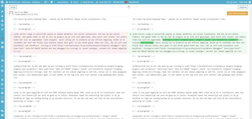 Versiebeheer in WordPress 4 Versiebeheer in WordPress