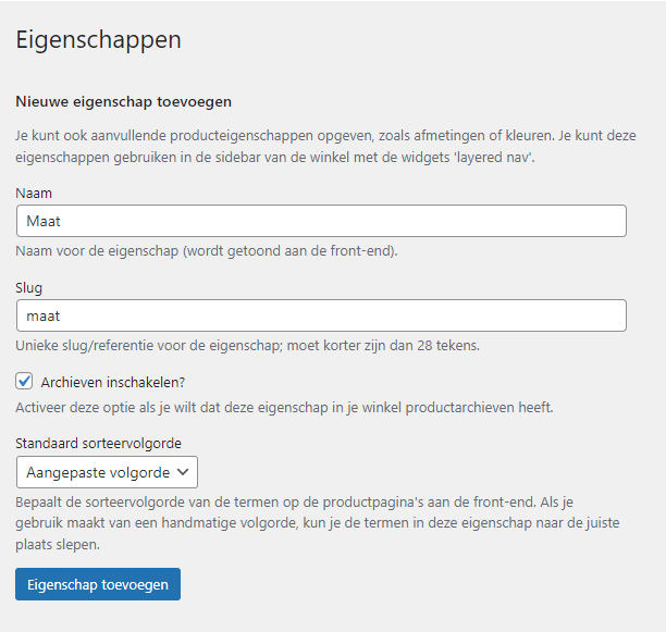 product eigenschappen in de praktijk | WooCommerce product eigenschappen in de praktijk