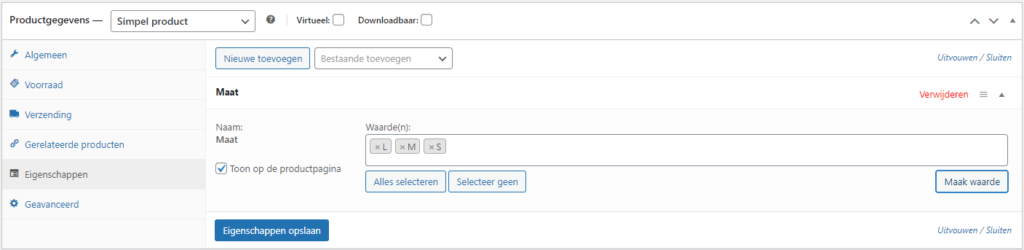 product eigenschappen in de praktijk | WooCommerce product eigenschappen in de praktijk
