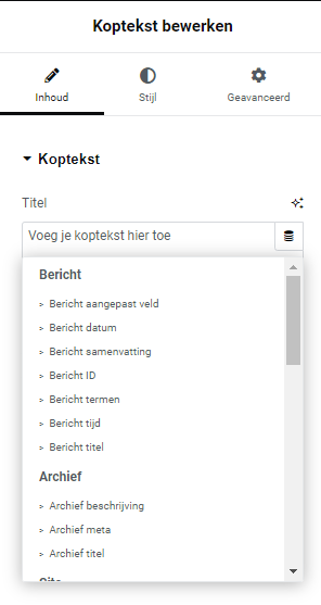 Elementor Dynamic Tags Dropdown