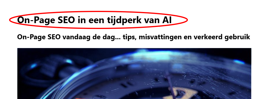 On-Page SEO in een tijdperk van AI - deel 1 3 On Page SEO, de blogtitel