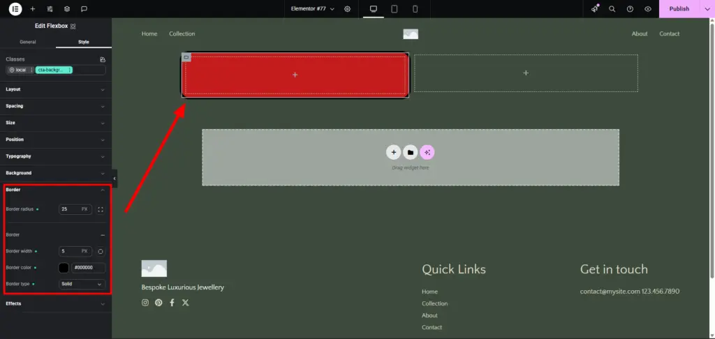 Border settings aanpassen met Editor V4