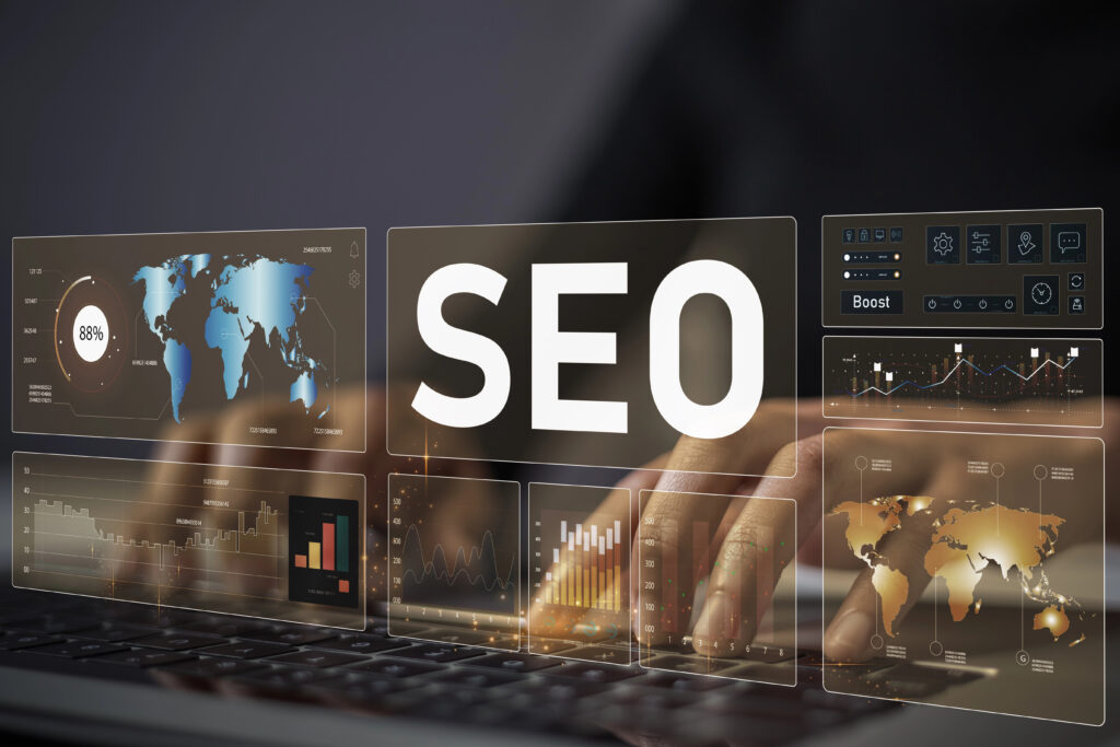 Meer On Page SEO en AI - Deel 2 1 Online SEO en AI uitgebeeld in een afbeelding van een man aan het toetsenbord.