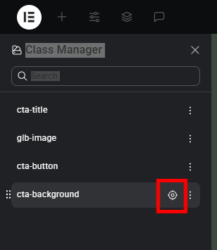 Class locations binnen de Elementor V4 editor