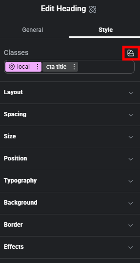 Class manager binnen de Elementor V4 editor