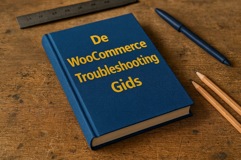 Boek op werktafel 'De WooCommerce Troubleshooting Gids