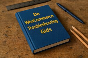 Boek op werktafel 'De WooCommerce Troubleshooting Gids