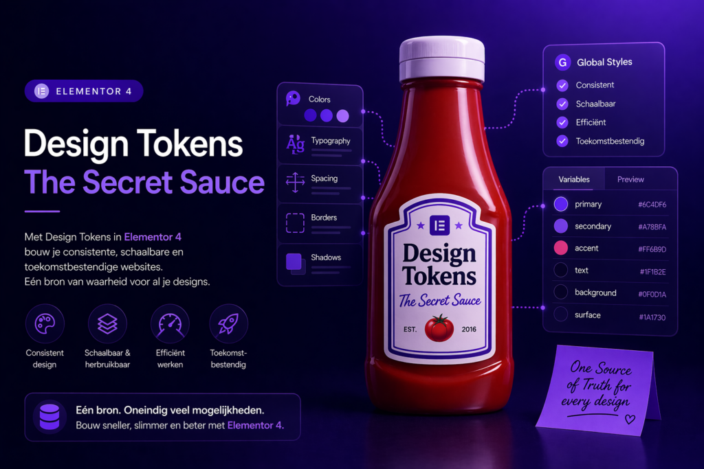 Werken met Elementor 4 - Design Tokens, het geheime ingredient
