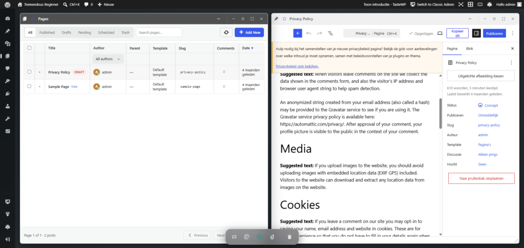 Drie relevante plugins voor vandaag! 4 Twee vensters open in WordPress Desktop