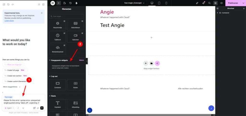 angie code ai | Mijn eerste date met Elementor's 'Angie Code AI'