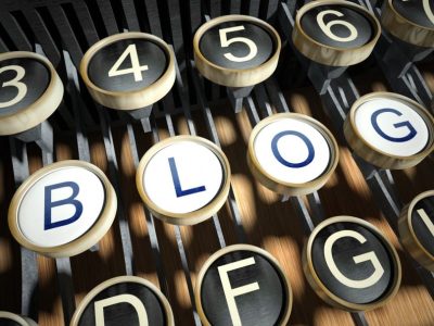 Typewriter with Blog buttons, vintage