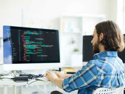 Coder creating computer software