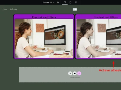 Elementor V4 Editor - Het toepassen van een filter.