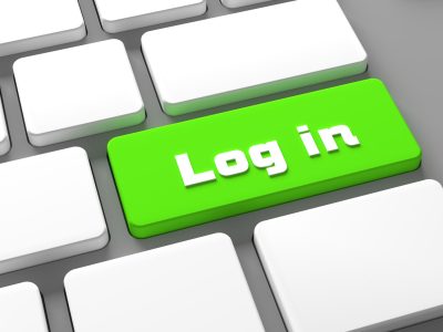 Log in Keyboard button - internet Online sign in concept Register to website