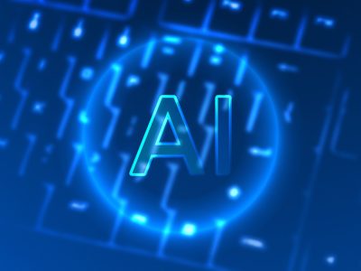 Neon AI on a keyboard