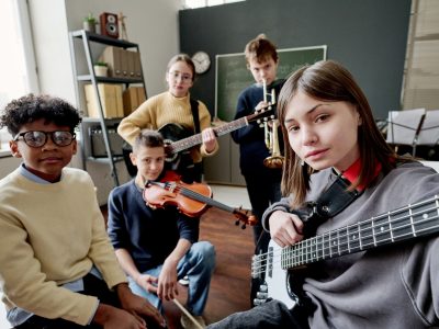 School Music Band Taking Selfie