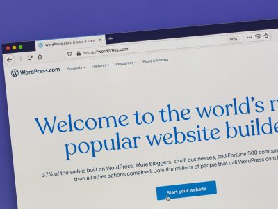 Ostersund, Sweden - July 27, 2020: Wordpress website on a computer screen. WordPress is a free and open source blogging tool