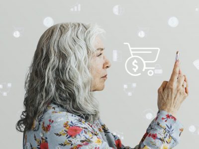Senior woman online shopping